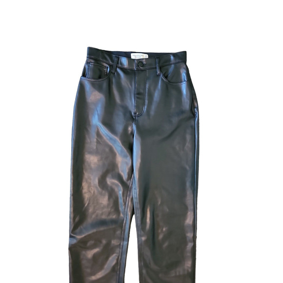 Abercrombie & Fitch The Ankle Straight Ultra High Rise Faux Leather 8L/29 Black - Picture 4 of 11